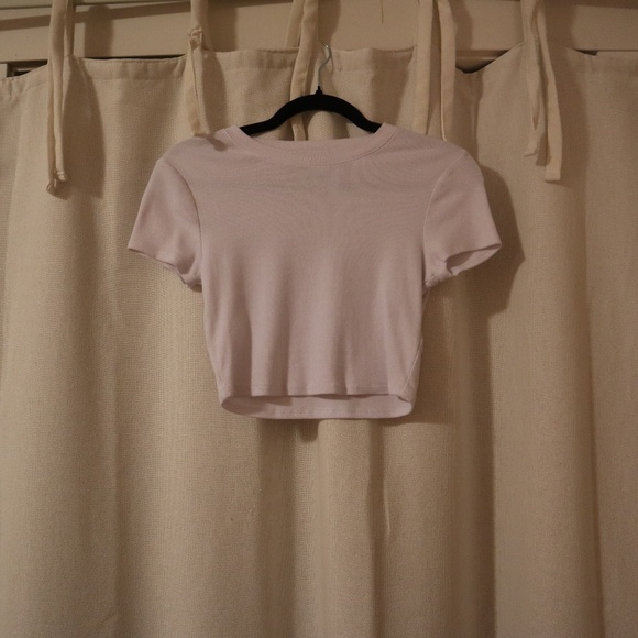 White Fitted Crop T-Shirt - Picture 1 of 2